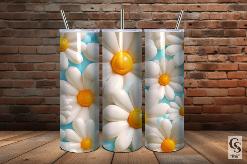 inflated-3d-daisy-flowers-seamless-patterns