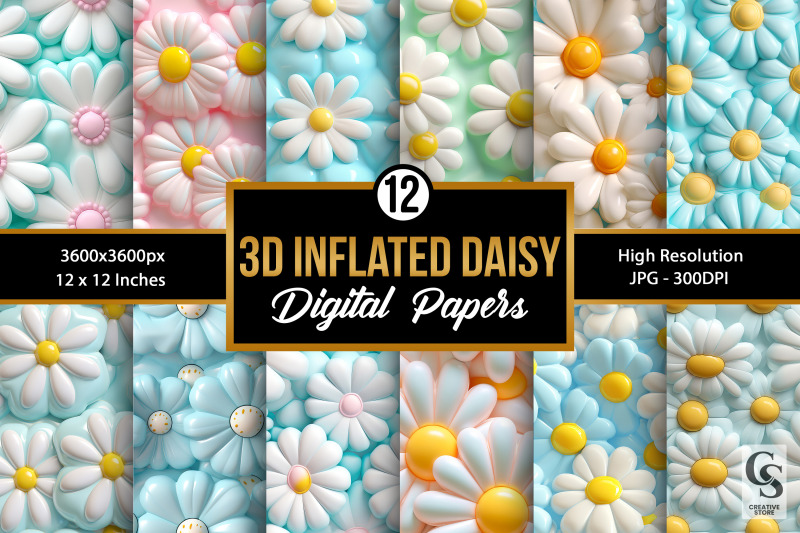 inflated-3d-daisy-flowers-seamless-patterns