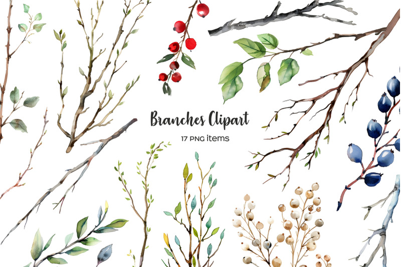 watercolor-branches-clipart-dried-amp-fresh-twigs-tree-branch-clip-art