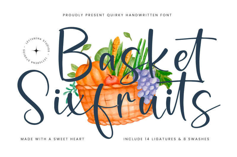 basket-sixfruits-quirky-handwritten-font