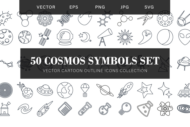 cartoon-outline-cosmos-symbols-set