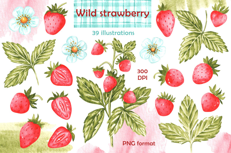 wild-strawberries-watercolor-clipart-country-style-bakery