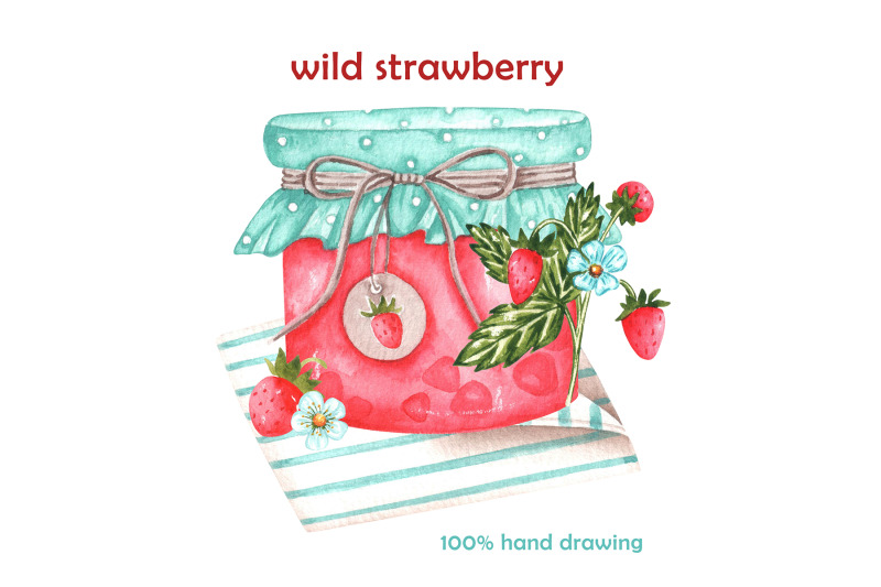 wild-strawberries-watercolor-clipart-country-style-bakery