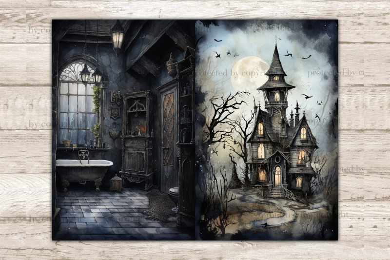 haunted-house-junk-journal-pages-creepy-journal-printable