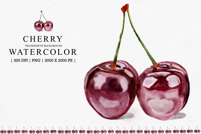 cherry-watercolor-illustration-clipart-sublimation