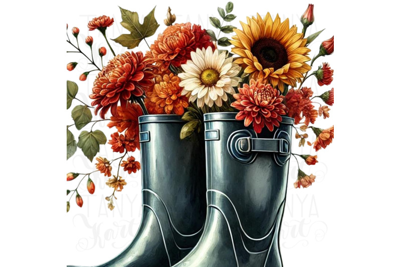 rain-boots-with-flowers-amp-floral-bouquet-png-cozy-autumn-digital-prin