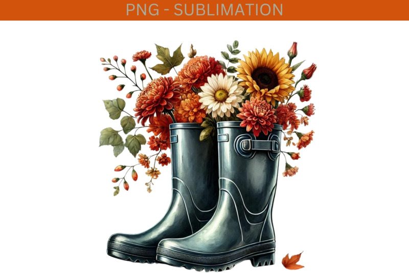 rain-boots-with-flowers-amp-floral-bouquet-png-cozy-autumn-digital-prin