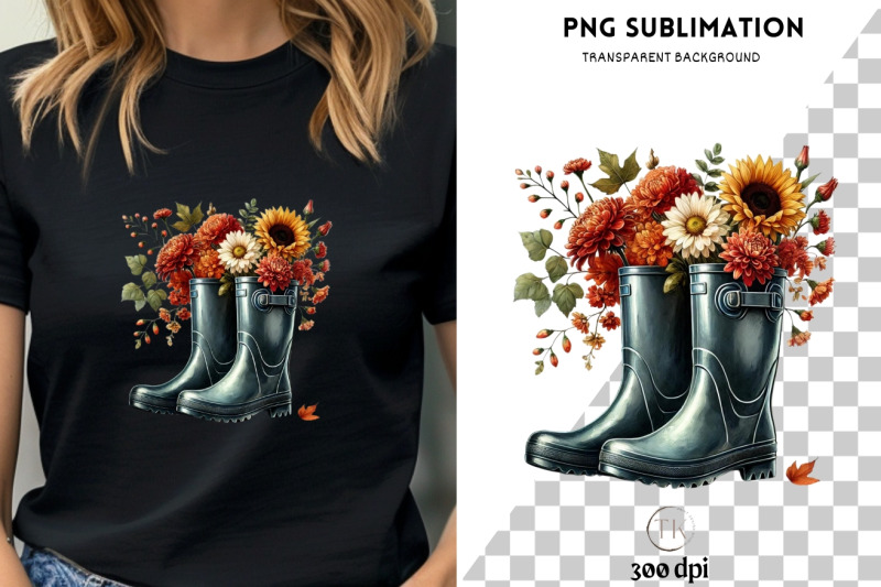 rain-boots-with-flowers-amp-floral-bouquet-png-cozy-autumn-digital-prin