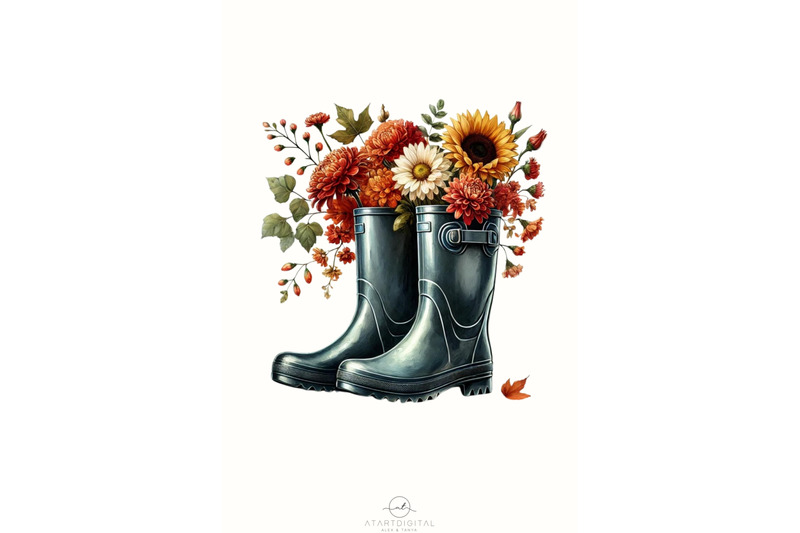 rain-boots-with-flowers-amp-floral-bouquet-png-cozy-autumn-digital-prin