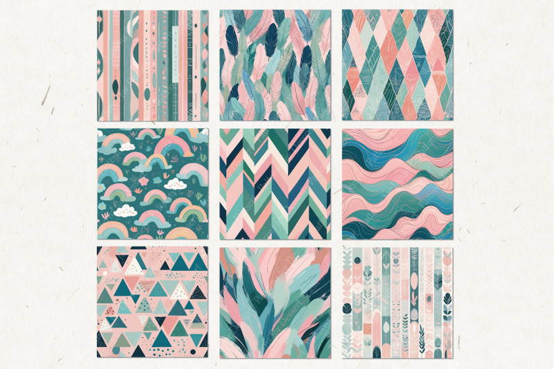 green-pink-amp-blue-modern-boho-patterns