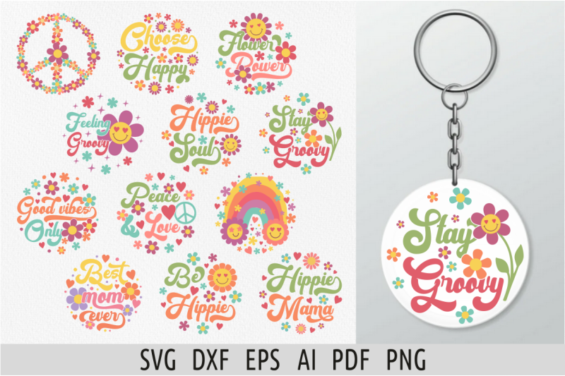 hippie-keychain-svg-retro-hippie-svg-bundle-groovy-svg-peace