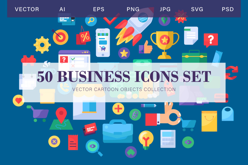 business-cartoon-flat-icons-set