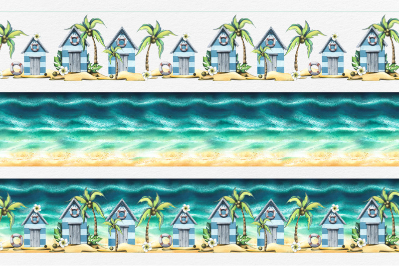 tropical-island-beach-watercolor-clip-art