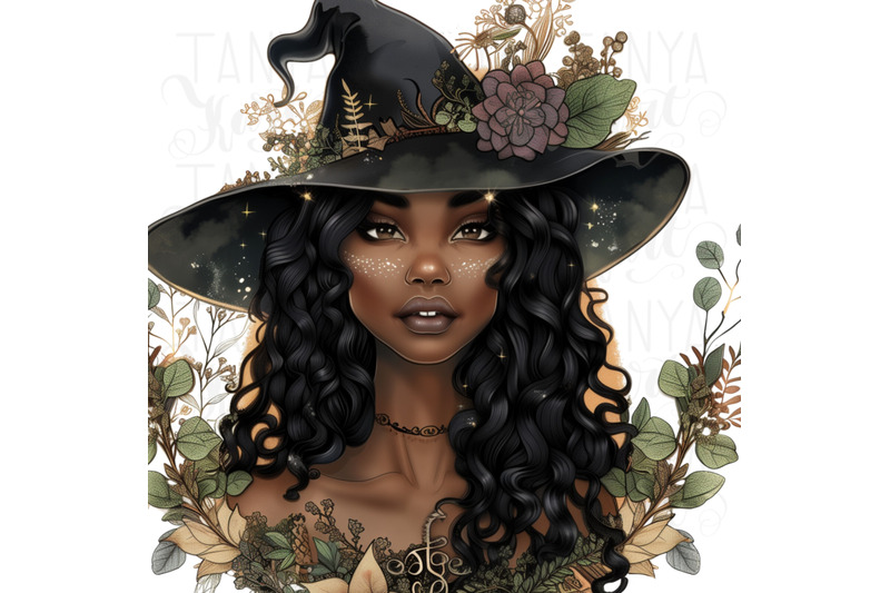 forest-witch-png-design-melanin-black-woman-graphics-for-sublimation