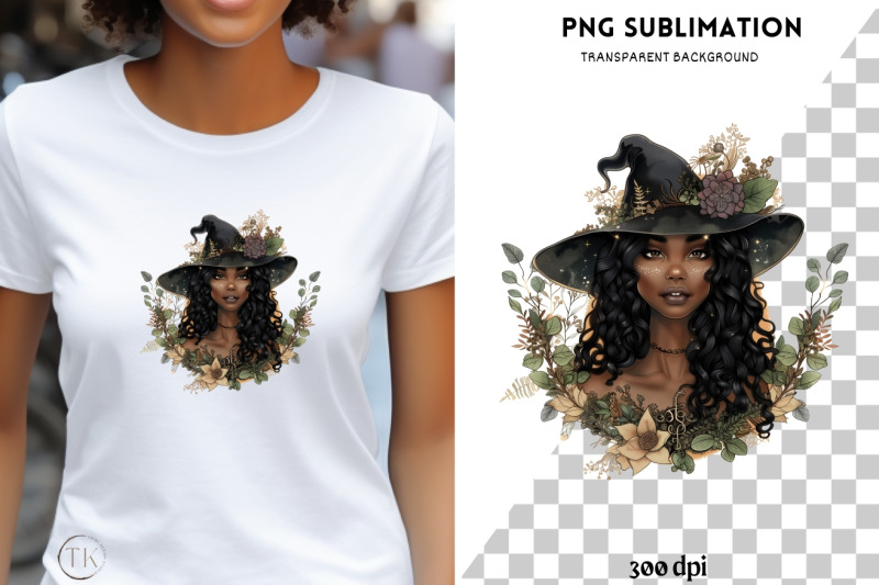 forest-witch-png-design-melanin-black-woman-graphics-for-sublimation