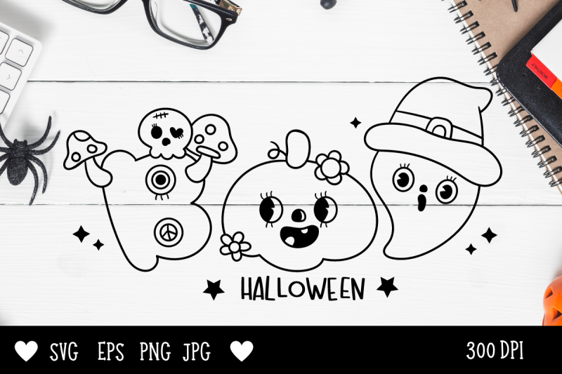 cute-boo-halloween-groovy-kawaii-cliparts-svg-cartoon-spooky