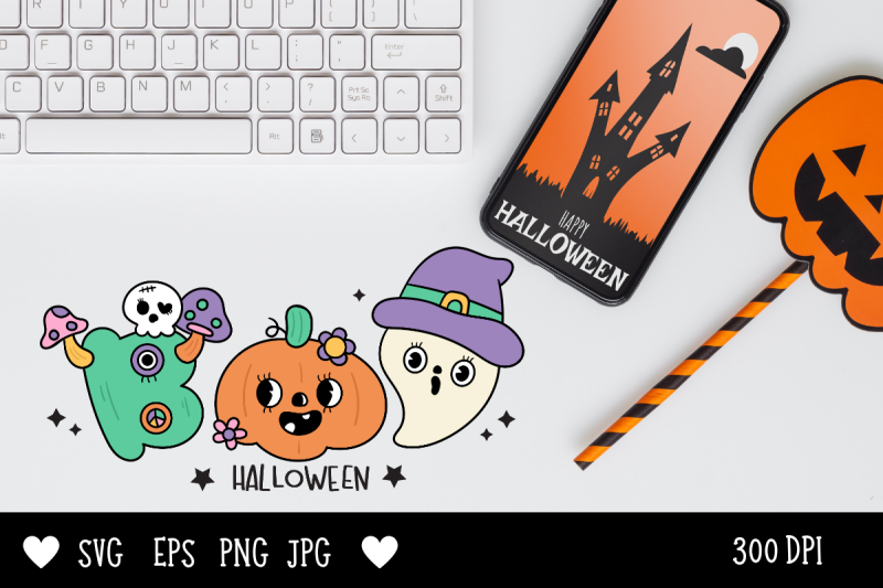 cute-boo-halloween-groovy-kawaii-cliparts-svg-cartoon-spooky