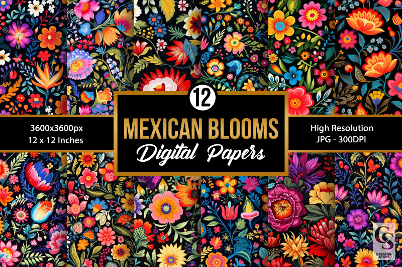 mexican-blooming-flowers-seamless-patterns