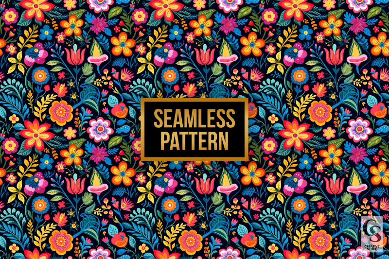 mexican-blooming-flowers-seamless-patterns