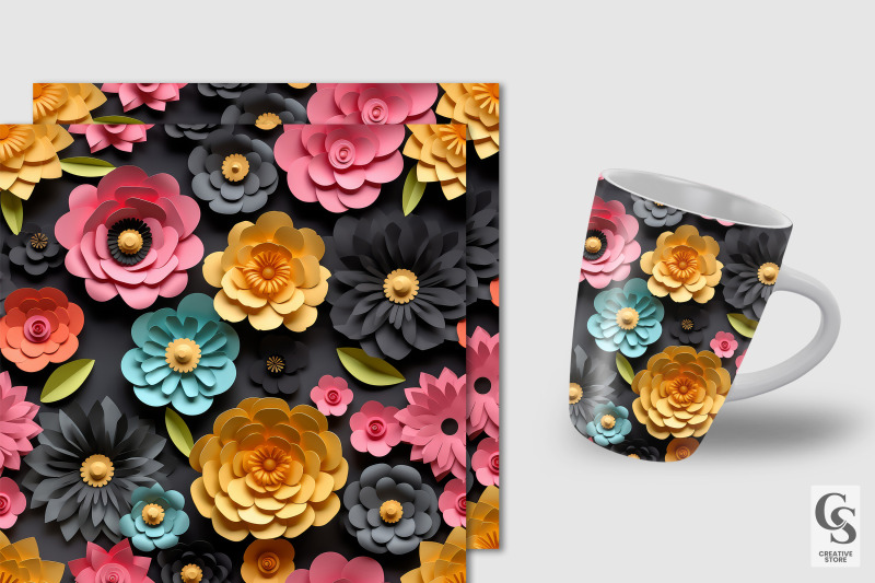 colorful-paper-felt-flowers-digital-papers