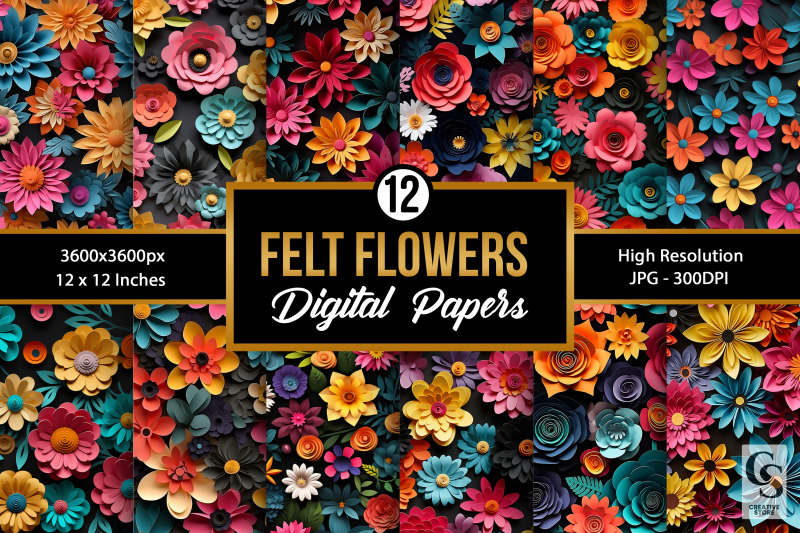 colorful-paper-felt-flowers-digital-papers