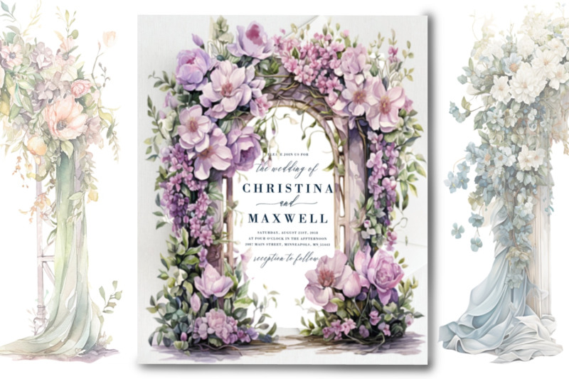 set-wedding-flowers-arches-watercolor-clipart