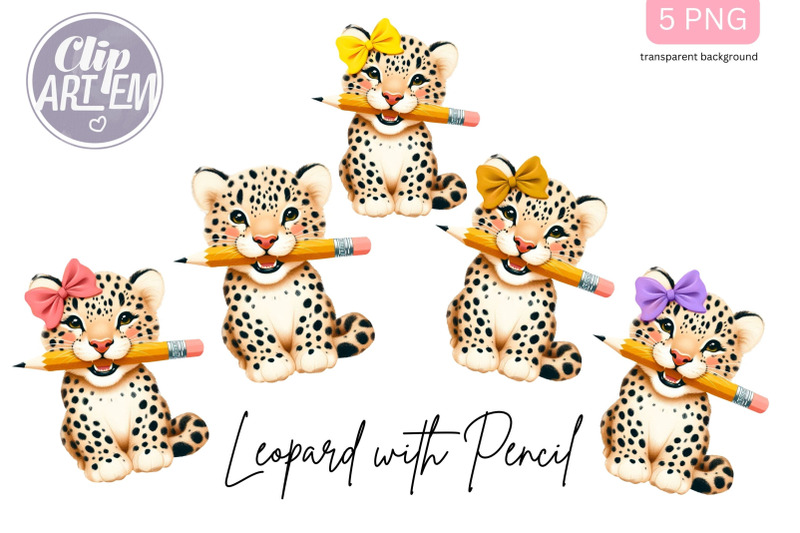 baby-leopards-pencil-amp-bows-back-to-school-png-clip-art-images-set