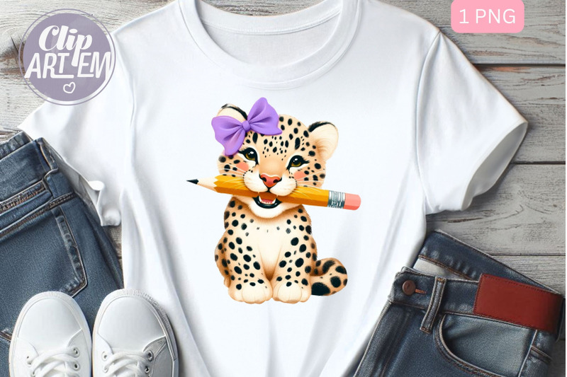 baby-leopards-pencil-amp-bows-back-to-school-png-clip-art-images-set