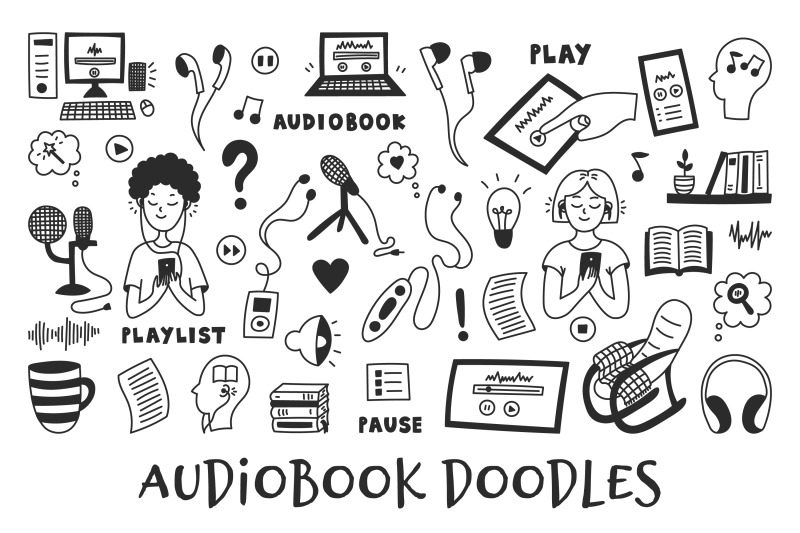 audiobook-doodles-png-clipart