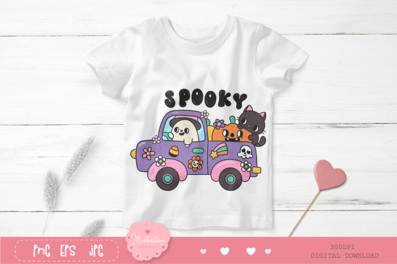 cute-car-halloween-groovy-kawaii-cliparts-pumpkin-and-cat