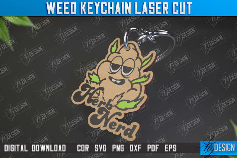 weed-keychain-weed-leaf-keyring-cannabis-leaf-herb-nerd-cnc