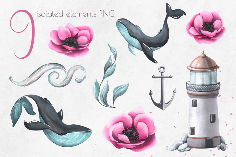 whales-amp-flowers-watercolor-clip-art