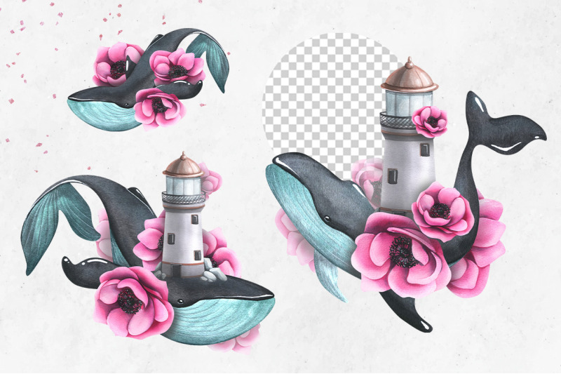 whales-amp-flowers-watercolor-clip-art