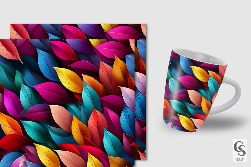 rainbow-3d-leaves-seamless-patterns