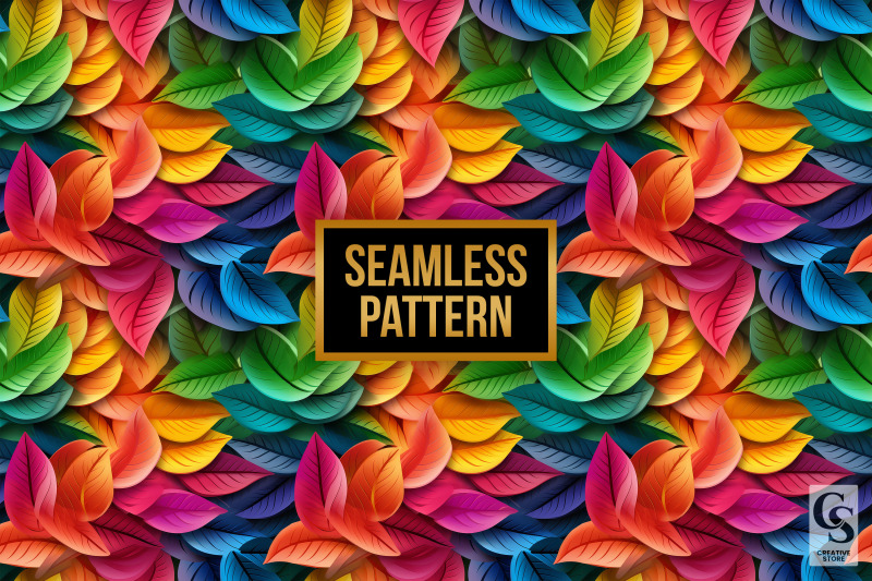 rainbow-3d-leaves-seamless-patterns