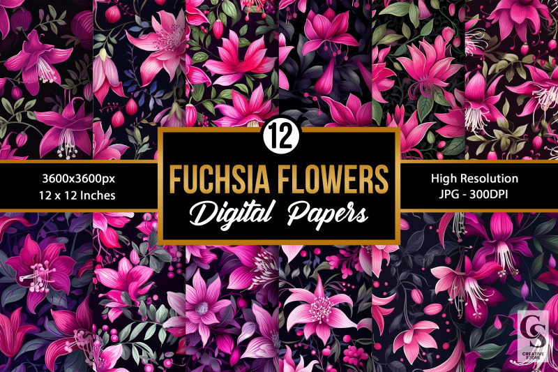 fuchsia-flowers-seamless-patterns