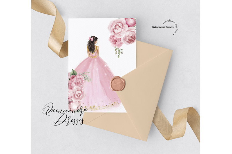 elegant-blush-pink-princess-dresses-clipart-pink-flowers