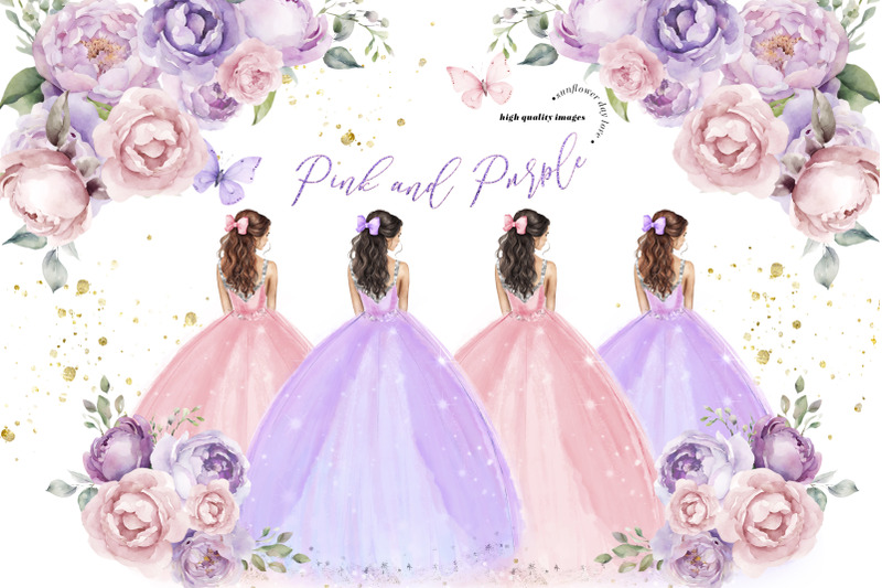 pink-amp-purple-quinceaera-clipart-pink-and-purple-flowers