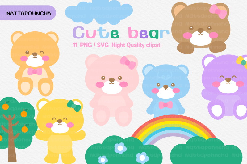 set-of-colorful-bear-clipart