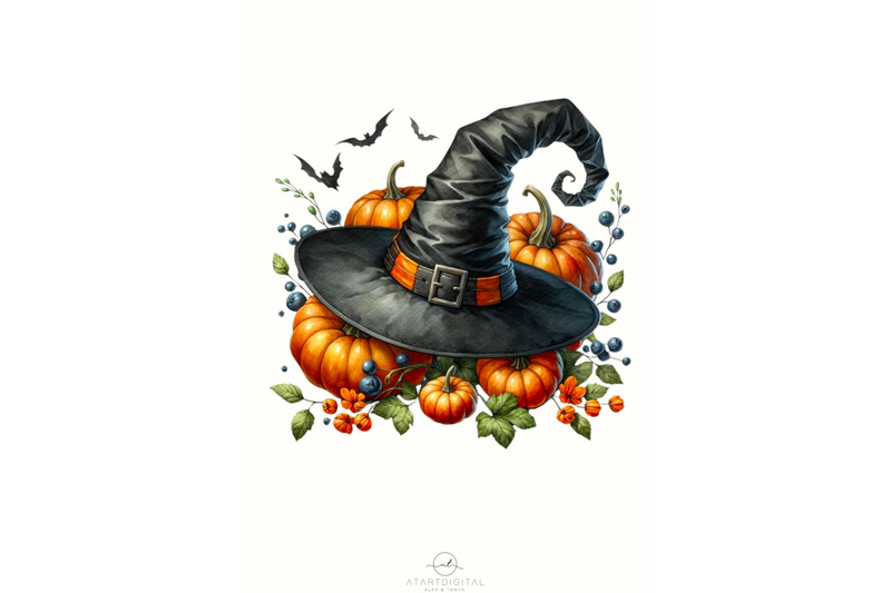 witch-hat-png-digital-print-halloween-watercolor-sublimation-design