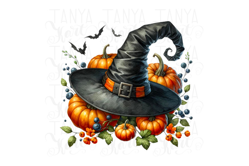 witch-hat-png-digital-print-halloween-watercolor-sublimation-design