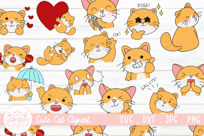 cute-orange-cat-sticker-clipart-bundle