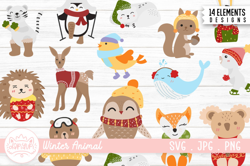 winter-animal-illustration-bundle-winter-animal-clipart