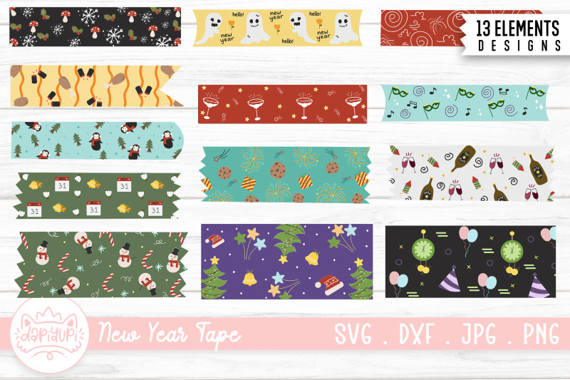 new-year-washi-tape-clipart-bundle