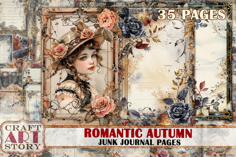 romantic-autumn-collage-digital-picture-junk-journal-pages