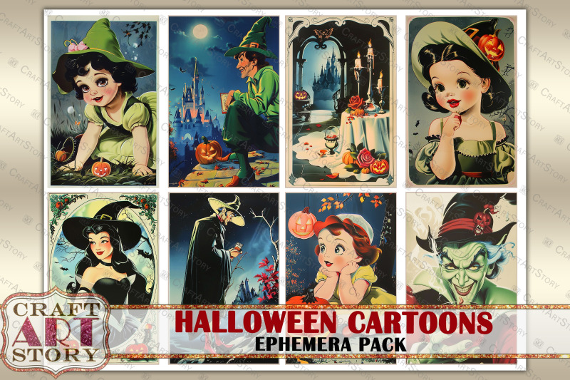 halloween-cartoons-ephemera-pack-printable-1950-style-images