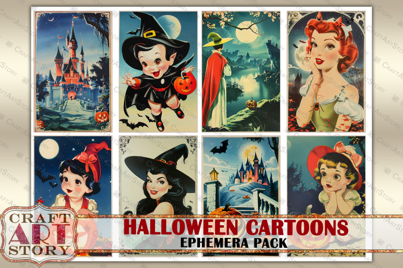 halloween-cartoons-ephemera-pack-printable-1950-style-images