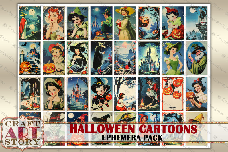 halloween-cartoons-ephemera-pack-printable-1950-style-images