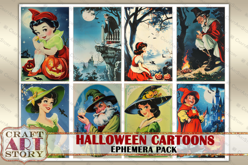 halloween-cartoons-ephemera-pack-printable-1950-style-images