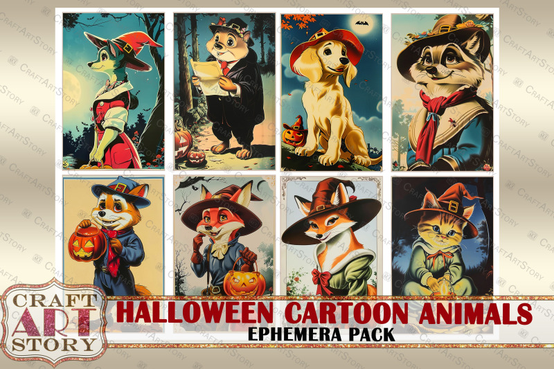 halloween-cartoon-animals-ephemera-pack-printable-1950-style